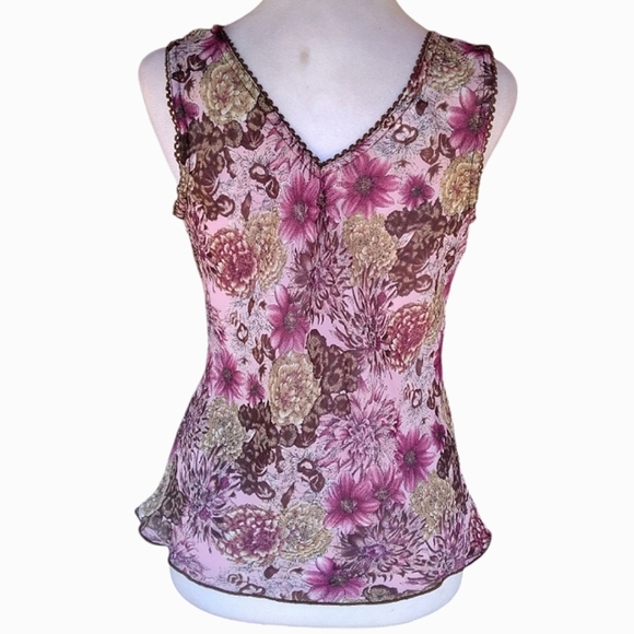 Vintage I.N. San Francisco Y2K Floral Baby Doll Style Blouse Size Medium - Picture 5 of 6